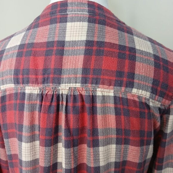 Anthropologie Medford Red and Grey plaid flannel tunic shirt size 6 - Picture 9 of 11